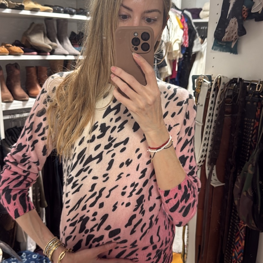 NWT 27 Miles Malibu for revolve Bristol Leopard Print 100% cashmere Sweater $325